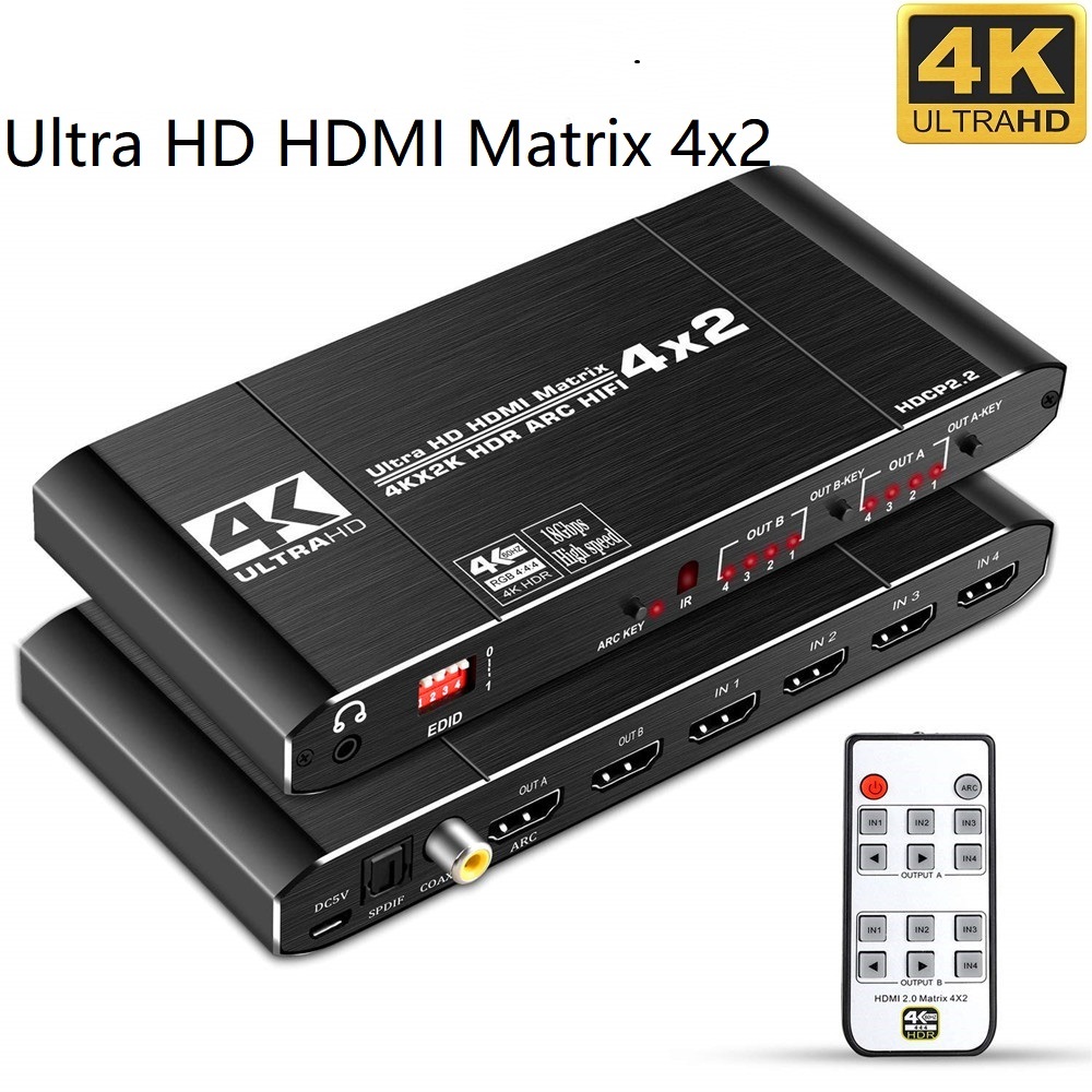 Hdmi Matrix Switch - HDMI-compatible 2.0 Matrix Switch Splitter 4x2