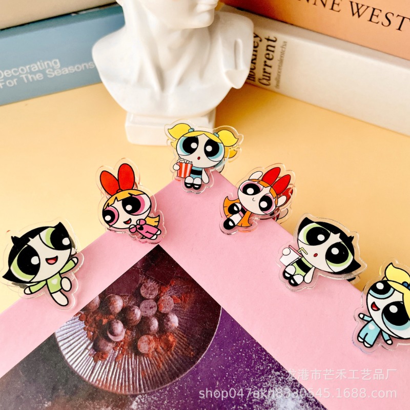 Office Tech Accessories - 6PCS Kawaii The Powerpuffs Girls Acrylic