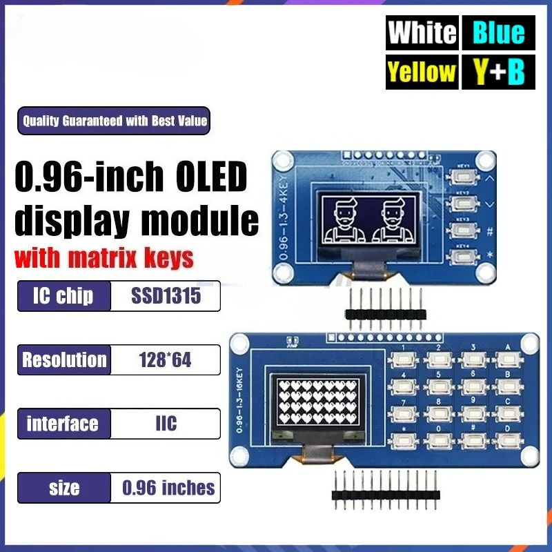 Raspberry Pi Keyboard - 0.96 Inch OLED Display with 4x4