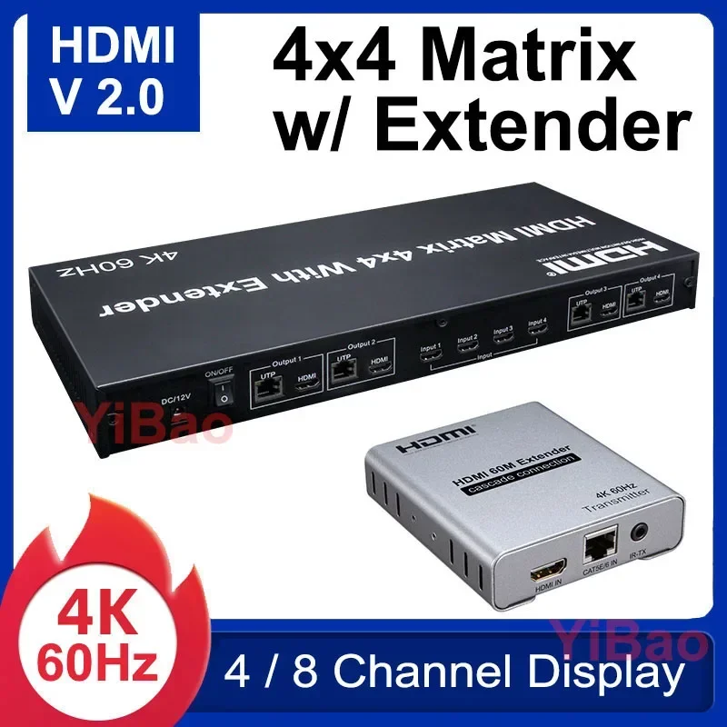 4K 60Hz 4X4 Matrix HDMI2.0 4x4 - đánh giá và giá Hdmi Matrix Switch