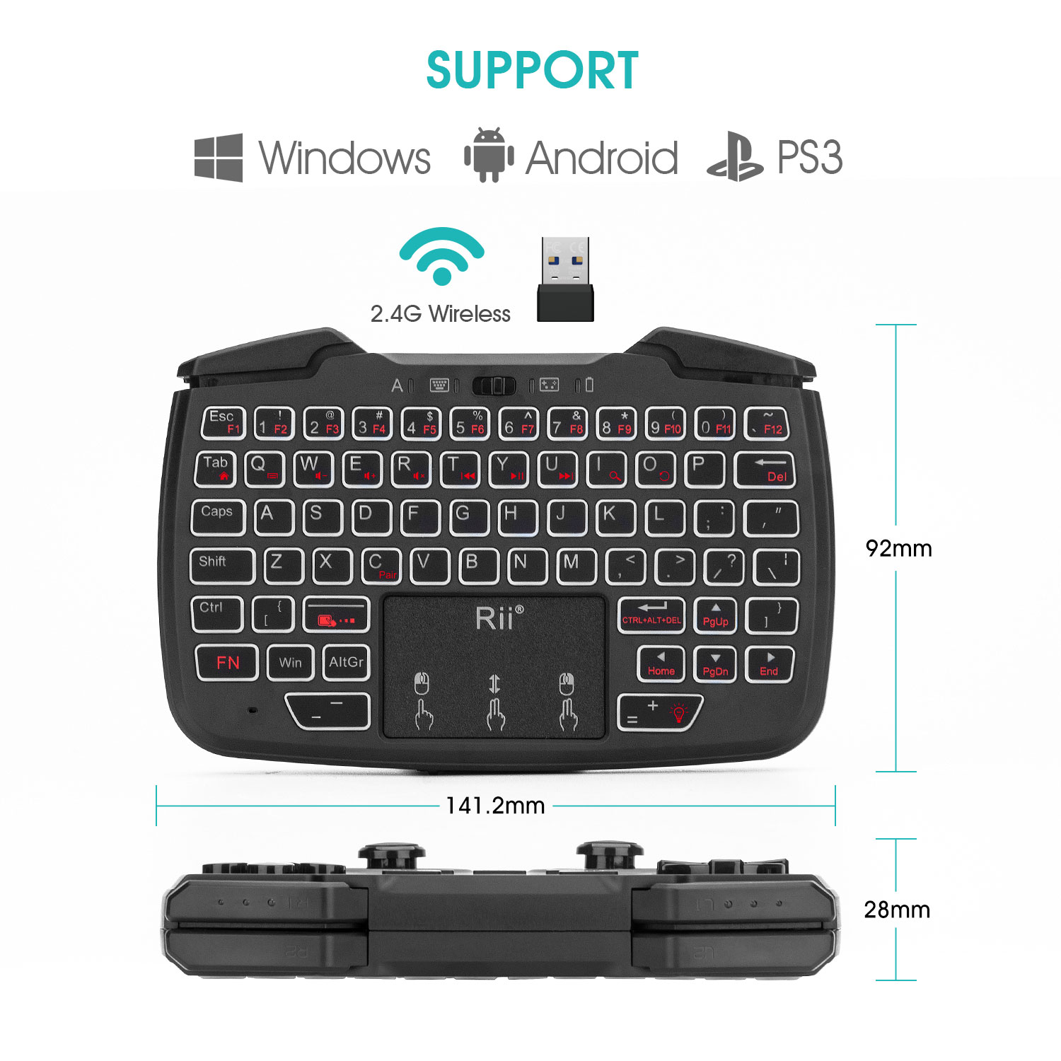 Rii RK707 2.4GHz Wireless Port - đánh giá và giá Raspberry Pi Keyboard