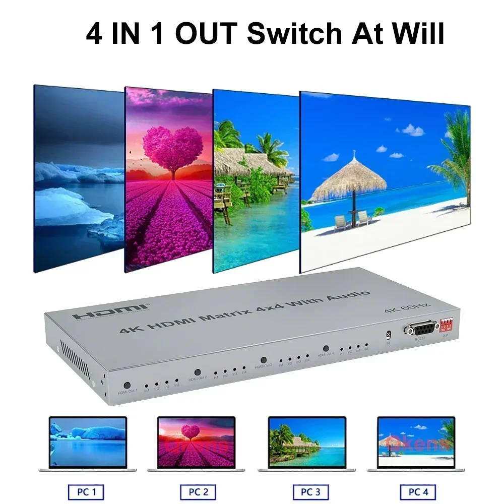 4K 60Hz 4x4 HDMI Matrix with R - đánh giá và giá Hdmi Matrix Switch