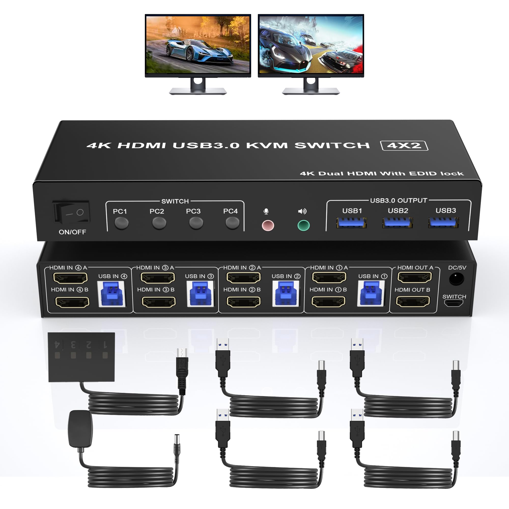 4K USB 3.0 KVM Switch HDMI Dua - đánh giá và giá Hdmi Matrix Switch